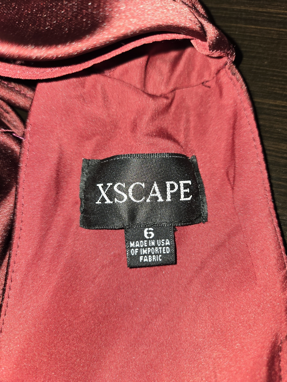 NWT Xscape Burgundy Satin Halter Evening Formal Dress Wedding Bridesmaid Sz 6 - Picture 5 of 8